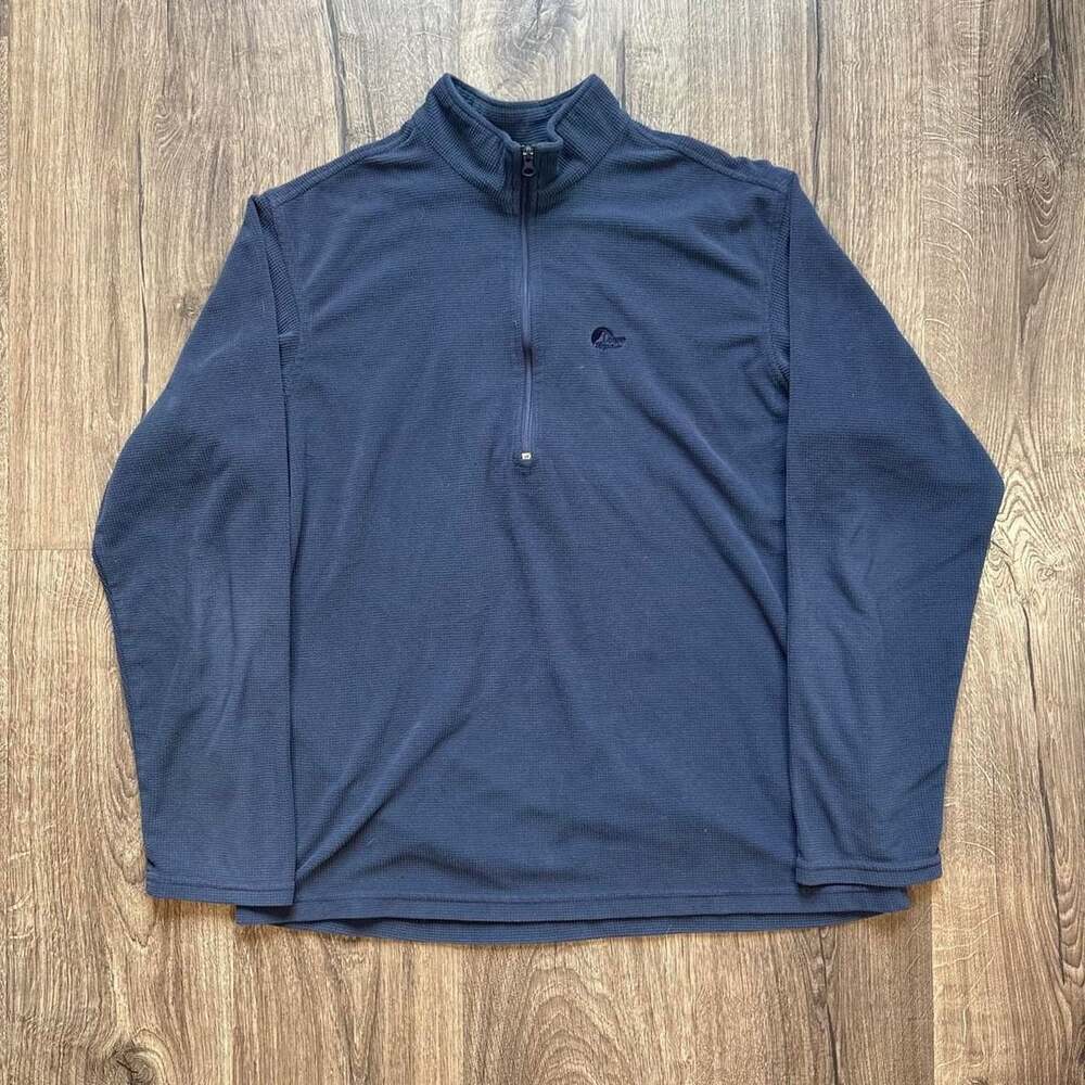 Lowe Alpine 1/4 Zip Waffle Fleece Size MEDIUM Navy Blue Y2K Outdoors
